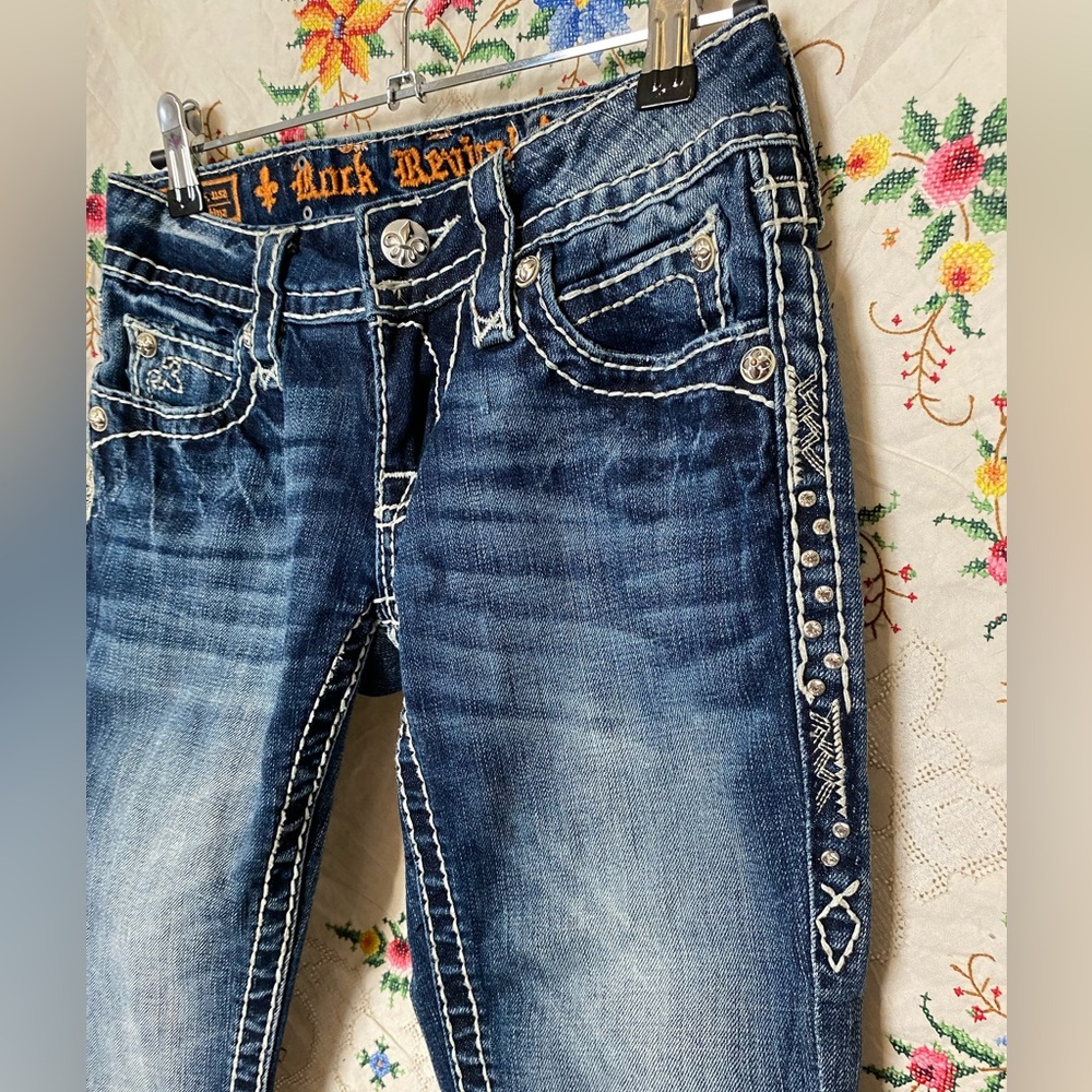 Y2K ROCK REVIVAL MCBLING LOW RISE JEANS - Picture 3 of 10